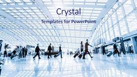  Presentation with rail - PPT theme with airport rush - passenger in high speed rail background and a sky blue colored foreground