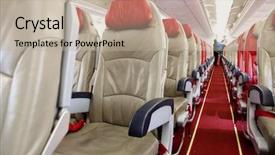  Presentation with small airplane - Slide deck with airport seats - seat in airplane background and a  colored foreground