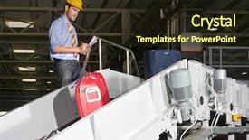  Presentation with airport security - Cool new slides with airport security superviser checking luggage backdrop and a  colored foreground