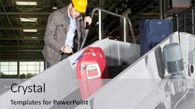  Presentation with airport security - Amazing slide deck having airport security worker manually checking backdrop and a light gray colored foreground