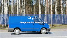  Presentation with delivery van - Audience pleasing presentation consisting of airport shuttle - blue blank delivery van backdrop and a teal colored foreground