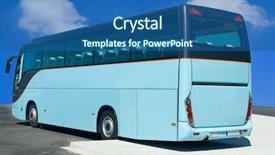  Presentation with tour - Audience pleasing PPT layouts consisting of airport shuttle - tour bus backdrop and a  colored foreground