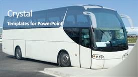  Presentation with bus - Amazing slides having airport shuttle - white tour bus backdrop and a teal colored foreground