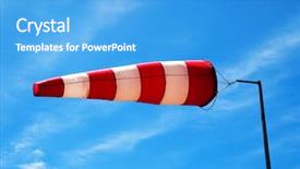  Presentation with wind - Amazing PPT theme having airport sign - windsock inflated by the wind backdrop and a teal colored foreground