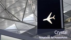  Presentation with airplane and airport - Colorful presentation theme enhanced with airport sign of a airplane backdrop and a  colored foreground