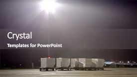  Presentation with air cargo - Cool new presentation theme with airport stuff - air cargo containers on carts backdrop and a gray colored foreground