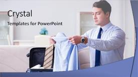  Presentation with business challenge businessman entrance maze - Beautiful PPT theme featuring airport stuff - businessman preparing packing for business backdrop and a light gray colored foreground