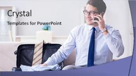  Presentation with business challenge businessman entrance maze - Slides having airport stuff - businessman preparing packing for business background and a white colored foreground