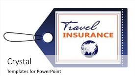  Presentation with life insurance concept white - Theme consisting of airport stuff - travel insurance tag isolated background and a  colored foreground