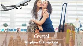  Presentation with save - Colorful presentation theme enhanced with save surroundings - happy mother and daughter backdrop and a coral colored foreground