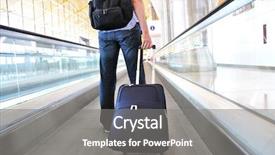  Presentation with airport terminal - Slide set featuring airport terminal - traveler with a suitcase background and a gray colored foreground