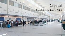 Presentation with passengers - Cool new PPT theme with airport-terminal-and-concourse backdrop and a light gray colored foreground