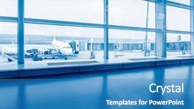  Presentation with airport runway - Beautiful slides featuring airport terminal and runway view backdrop and a teal colored foreground