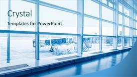  Presentation with airport runway - Slide set consisting of airport terminal and runway view background and a sky blue colored foreground