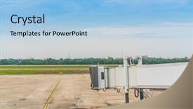  Presentation with airport terminal - Slides with airport terminal boarding gate background and a light blue colored foreground