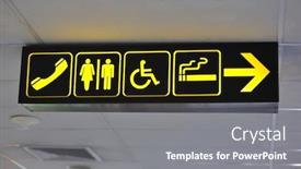  Presentation with black yellow - Slide deck featuring airport toilet signs yellow on black background and a gray colored foreground