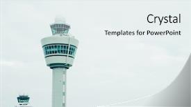  Presentation with control tower - Audience pleasing presentation theme consisting of airport traffic control tower backdrop and a sky blue colored foreground