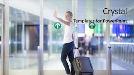  Presentation with airport - Amazing PPT theme having airport transfering to her gate backdrop and a light blue colored foreground