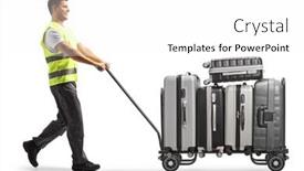  Presentation with go cart - PPT layouts enhanced with airport-worker-pushing-a-luggage background and a white colored foreground
