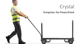  Presentation with luggage - Presentation theme featuring airport-worker-pushing-a-luggage background and a white colored foreground