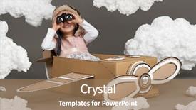  Presentation with dreams - Amazing PPT theme having airscrew - child girl plays backdrop and a coral colored foreground