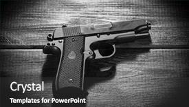  Presentation with cyber crime code on dark - Colorful presentation theme enhanced with airsoft gun replica on dark backdrop and a dark gray colored foreground