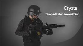  Presentation with golf player playing - Amazing theme having airsoft player with gun helmet backdrop and a  colored foreground