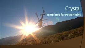  Presentation with helicopter - Theme enhanced with airway emergency - low angle view background and a ocean colored foreground