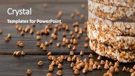  Presentation with crisp - Slides having airy round crisp buckwheat crispbread background and a gray colored foreground