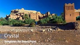  Presentation with ait - Amazing slide deck having ait-benhaddou-kasbah-along backdrop and a coral colored foreground