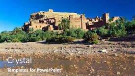  Presentation with ait - Audience pleasing slide deck consisting of ait-benhaddou-kasbah-along backdrop and a coral colored foreground