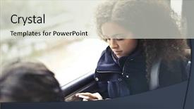  Presentation with bus - Audience pleasing PPT layouts consisting of ait transport - teenager on the city bus backdrop and a sky blue colored foreground