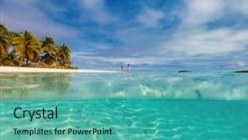  Presentation with pacific island - Presentation theme with tropical beach on aitutaki background and a teal colored foreground