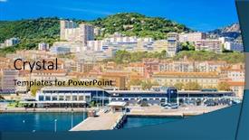  Presentation with coastal - Slide deck with ajaccio corsica france coastal skyline background and a coral colored foreground