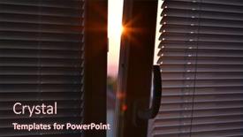  Presentation with sunset - Audience pleasing presentation theme consisting of ajar-window-with-shutters backdrop and a wine colored foreground