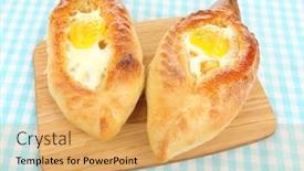  Presentation with close up puff pastry - PPT theme enhanced with ajarian-khachapuri-close-up background and a yellow colored foreground