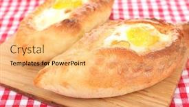  Presentation with close up puff pastry - Audience pleasing presentation theme consisting of ajarian-khachapuri-close-up backdrop and a yellow colored foreground