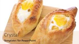  Presentation with white - Slide deck with ajarian-khachapuri-isolated-on-white background and a yellow colored foreground