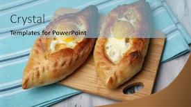  Presentation with wooden - PPT layouts with ajarian-khachapuri-on-wooden-table background and a light blue colored foreground
