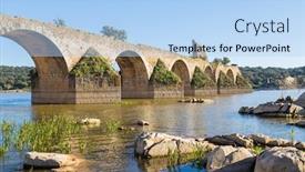  Presentation with bridge - Beautiful presentation theme featuring ajuda-bridge-over-the-guadiana backdrop and a light blue colored foreground