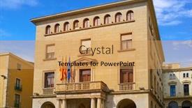  Presentation with city - Colorful presentation enhanced with ajuntament-de-figueres-city-hall backdrop and a yellow colored foreground