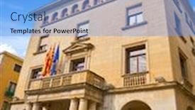  Presentation with city - Presentation featuring ajuntament-de-figueres-city-hall background and a light blue colored foreground