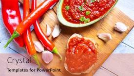  Presentation with olive oil - Slide deck with ajvar-balkan-food-consisted background and a red colored foreground