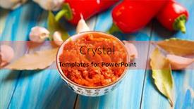  Presentation with olive oil - PPT layouts having ajvar-balkan-food-consisted background and a red colored foreground