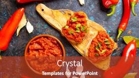  Presentation with olive oil - Slide set enhanced with ajvar-balkan-food-consisted background and a crimson colored foreground