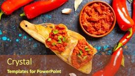  Presentation with olive oil - Slide deck enhanced with ajvar-balkan-food-consisted background and a tawny brown colored foreground