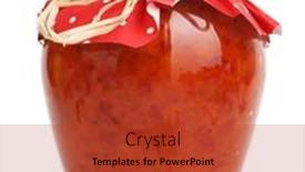  Presentation with healthy food - Presentation consisting of ajvar-chutney-relish-homemade-product background and a red colored foreground