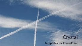  Presentation with blue sky - Cool new PPT layouts with aka contrails short for condensation backdrop and a seafoam green colored foreground