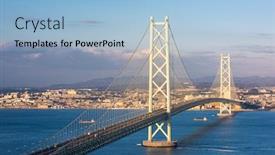  Presentation with bridge - PPT theme consisting of akashi-kaikyo-bridge-spanning background and a light blue colored foreground
