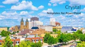  Presentation with usa - Cool new slides with akron-ohio-usa-downtown-city backdrop and a light blue colored foreground